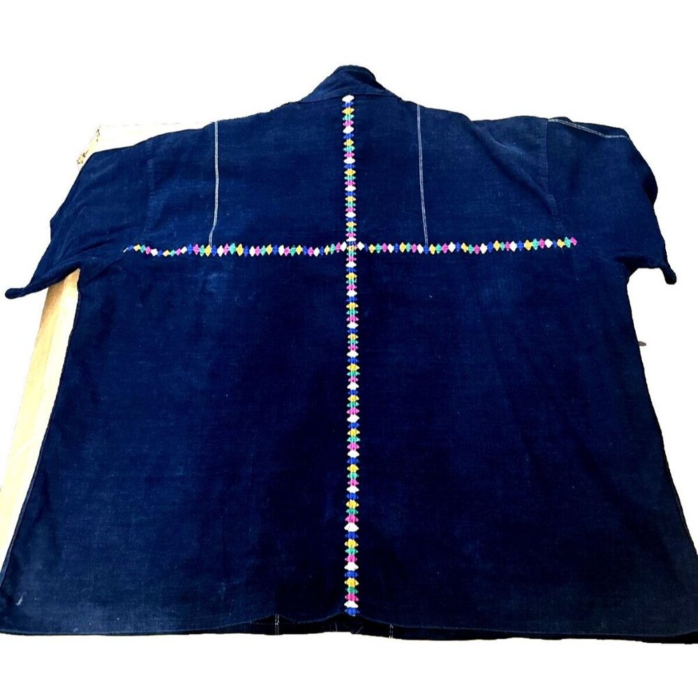 Classy City Chicks Guatemalan Made Cotton Acrylic Mens Short Sleeve Navy Blue Em - Picture 4 of 12